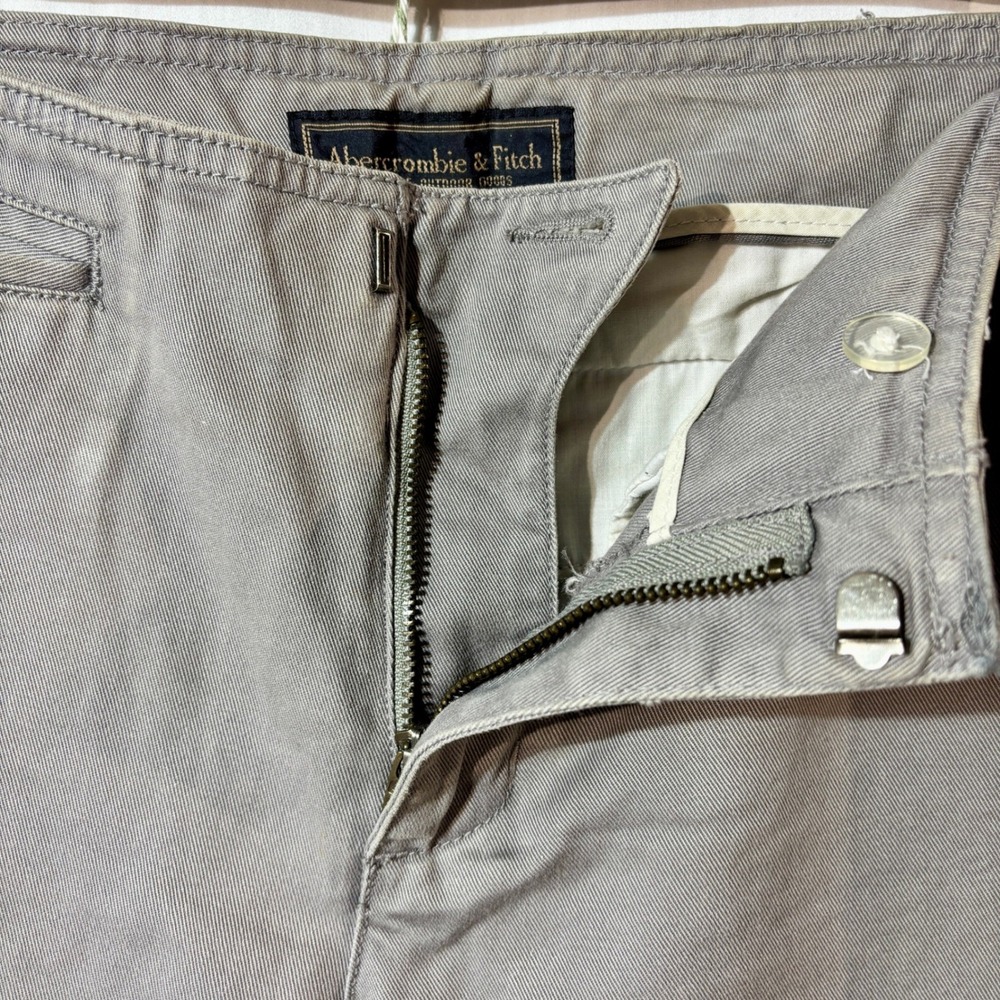 Y2K Abercrombie & Fitch Chino Khakis Gray Wide-Leg Pants Trousers Low Rise - Picture 4 of 8